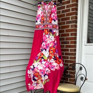 Vibrant Fuchsia Floral Maxi Dress Woman’s size 16